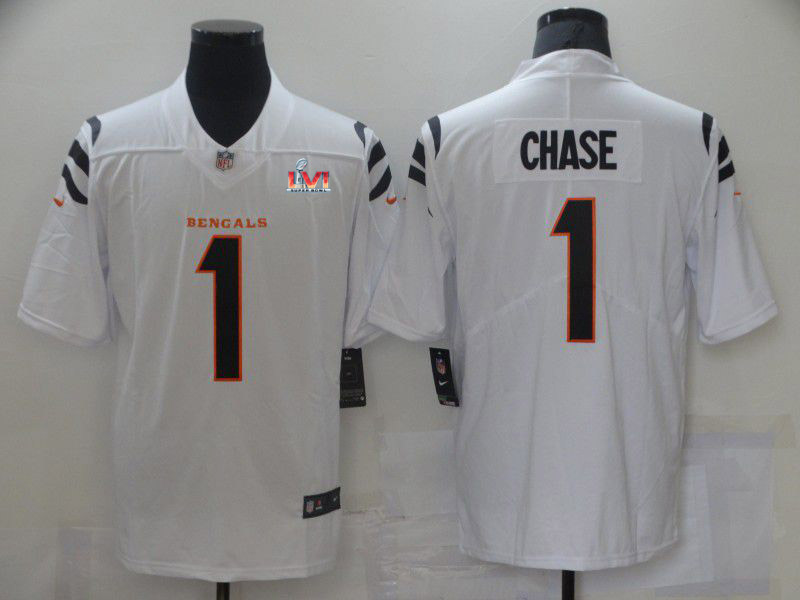 2022 Super Bowl Men Cincinnati Bengals #1 Chase White Nike Vapor Untouchable Limited 2021 NFL Jersey->cincinnati bengals->NFL Jersey